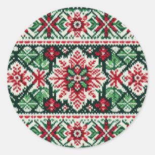 Sticker Rond Foire de Noël/hiver île rouge et verte