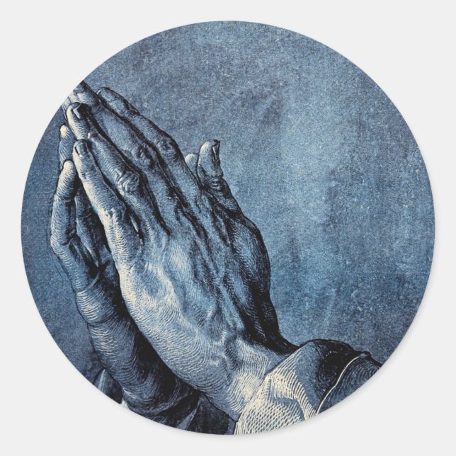 Sticker Rond Folded Hands durer (Devant)