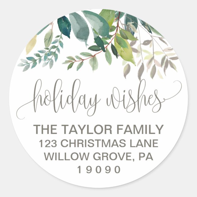 Sticker Rond Foliage Holiday Wings Christmas Retourner l'adress (Devant)