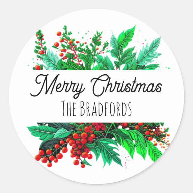 Sticker Rond Folithe de Noël | Joyeux Noël personnalisé (Devant)