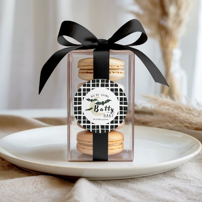 Sticker Rond Folle de bébé carreau bat et bébé lune Shower (Créateur téléchargé)