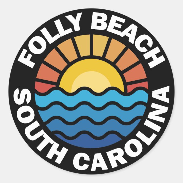 Sticker Rond Folly Beach, Caroline du Sud (Devant)