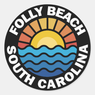 Sticker Rond Folly Beach, Caroline du Sud
