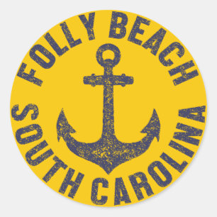 Sticker Rond Folly Beach, Caroline du Sud
