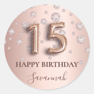 Sticker Rond Fond de ballon de diamants roses d'or rose Quincea