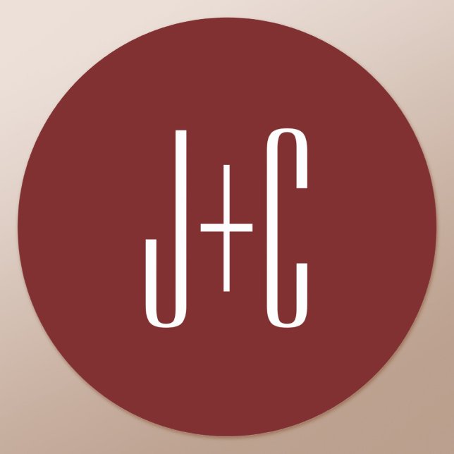 Sticker Rond Fond rouge Bourgogne modifiable & Texte blanc  (Créateur téléchargé)