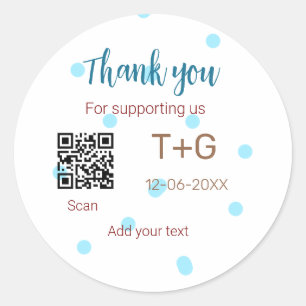 Sticker Rond Fonds Lune de miel Ajouter Q R code nom de couple 