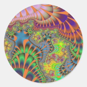 Sticker Rond Fonte arc-en-ciel orange
