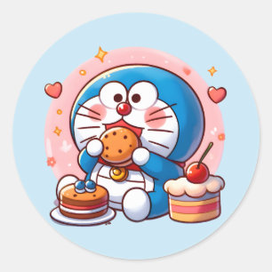 Sticker Rond Foodie Doraemon