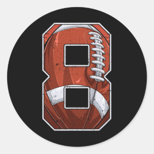 Sticker Rond Football 8e anniversaire garçon Huit 8 ans