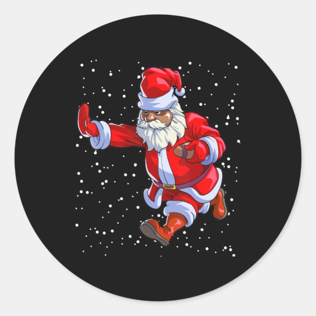 Sticker Rond Football afro-américain noir Santa Claus Afro C (Devant)
