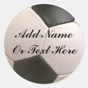 STICKER ROND FOOTBALL— AJOUTER LE NOM OU LE TEXTE ICI-STICKER