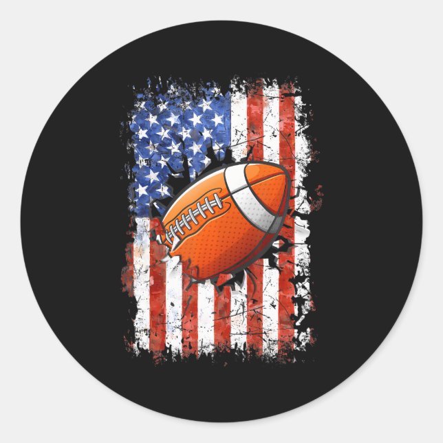 Sticker Rond Football américain Drapeau 4 juillet football (Devant)