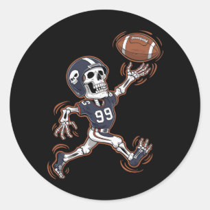 Sticker Rond Football Américain Squelette Football Halloween