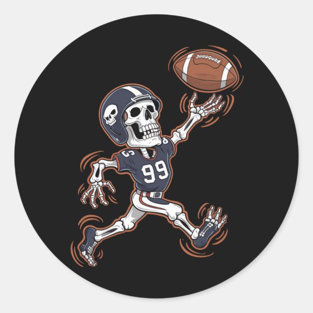 Sticker Rond Football américain Squelette Halloween Football (Devant)