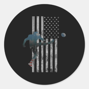 Sticker Rond Football American Flag USA Team Cadeau Kicker