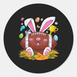 Sticker Rond Football Amusant Et Oeufs À Visage De Lapin Joyeux