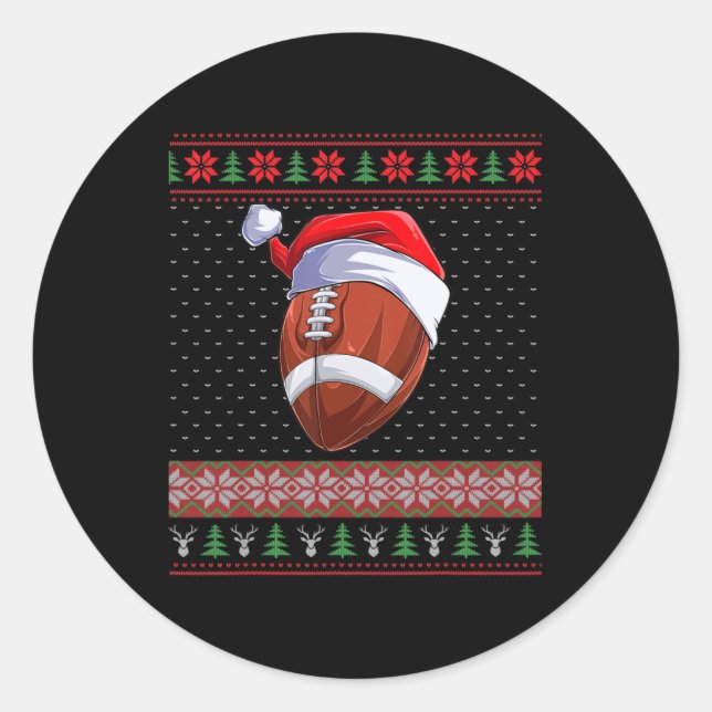 Sticker Rond Football Ball Santa Hat Christmas Fun Ball Père No (Devant)