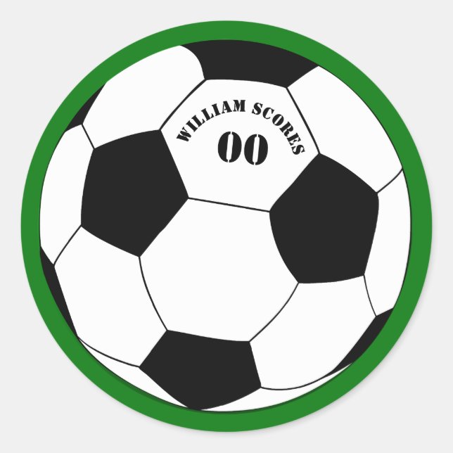 Sticker Rond Football, balle de football avec nom et numéro (Devant)