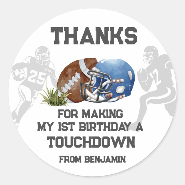 Sticker Rond Football Boy 1er anniversaire fête Favoriser (Devant)