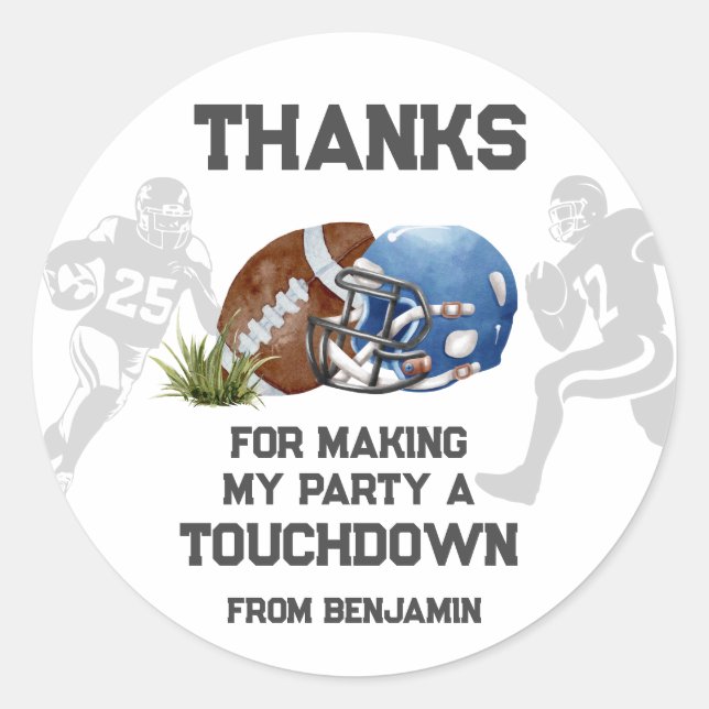 Sticker Rond Football Boy Anniversaire Fête Favoriser (Devant)
