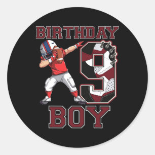 Sticker Rond Football Boy Dabbing 9th Birthday Love Baskets 9