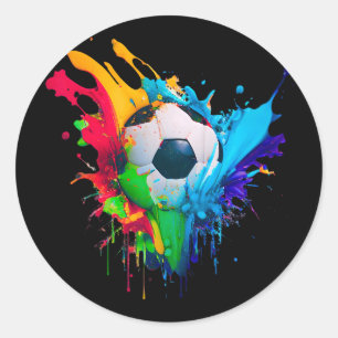 Sticker Rond Football coloré éclaboussure d'amour art de but de