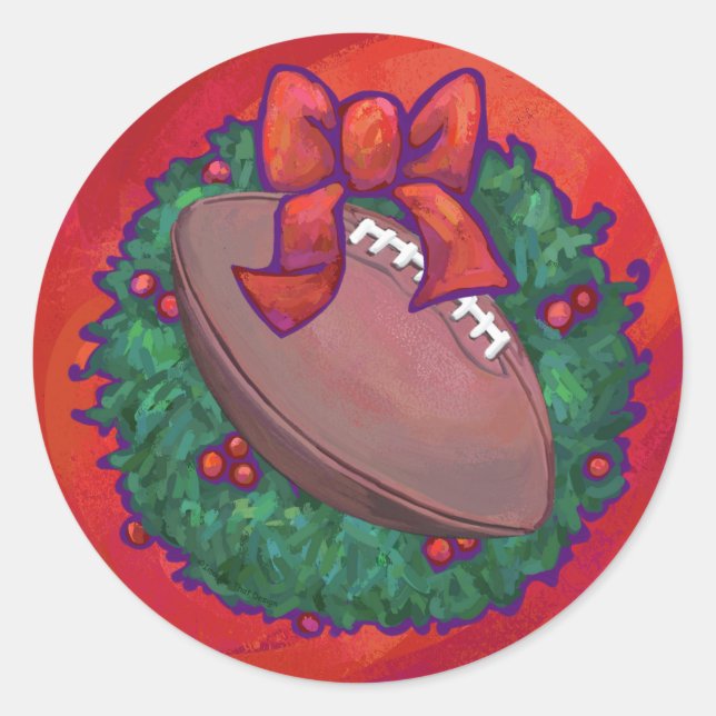Sticker Rond Football de couronne de Noël en rouge (Devant)