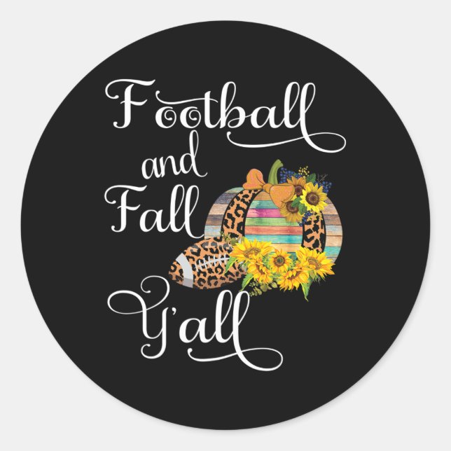 Sticker Rond Football Et Fall Y'all (Devant)
