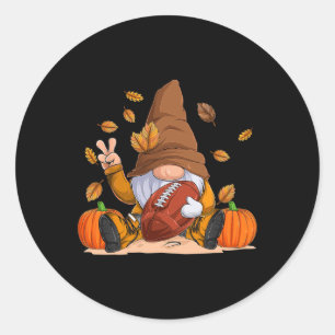 Sticker Rond Football Gnome Thanksgiving Automne Saison Automne