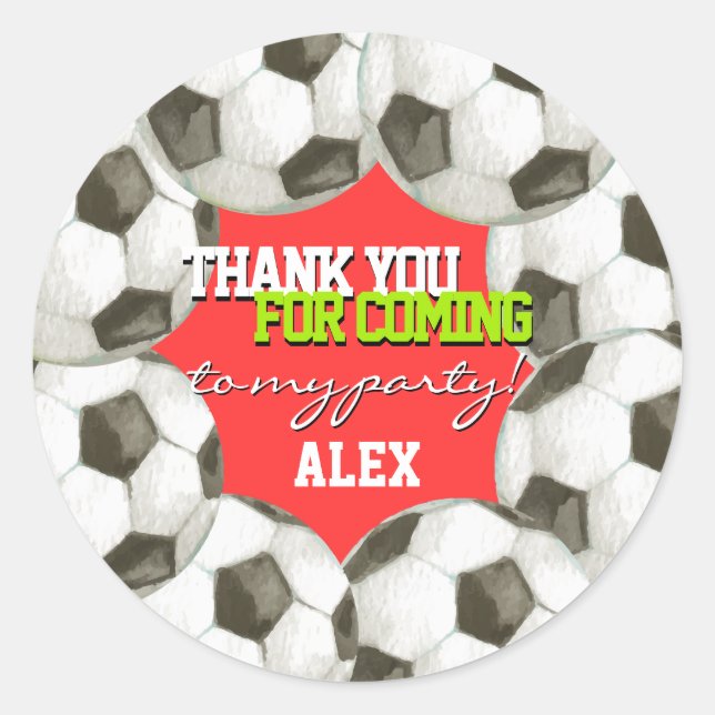 Sticker Rond Football Joueur Soccer Garçon Fille Anniversaire (Devant)