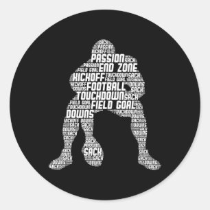 Sticker Rond Football Lineman Football Américain Homme Enfants