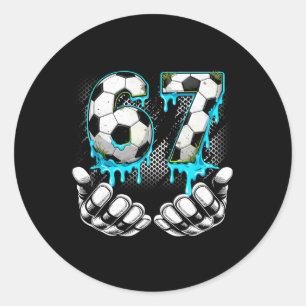 Sticker Rond Football Masculin 67 6 7 Six Seven Meme Drôle Gen 
