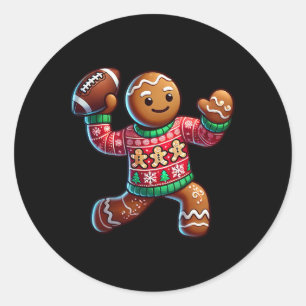 Sticker Rond Football Noël Gingbread Homme Football C laid