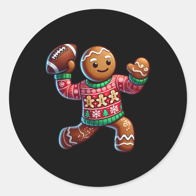 Sticker Rond Football Noël Gingbread Homme Football C laid (Devant)