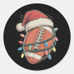 Sticker Rond Football Noël Santa Hat Sports de vacances