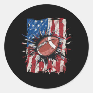Sticker Rond Football Patriotique 4 juillet Hommes États-Unis F