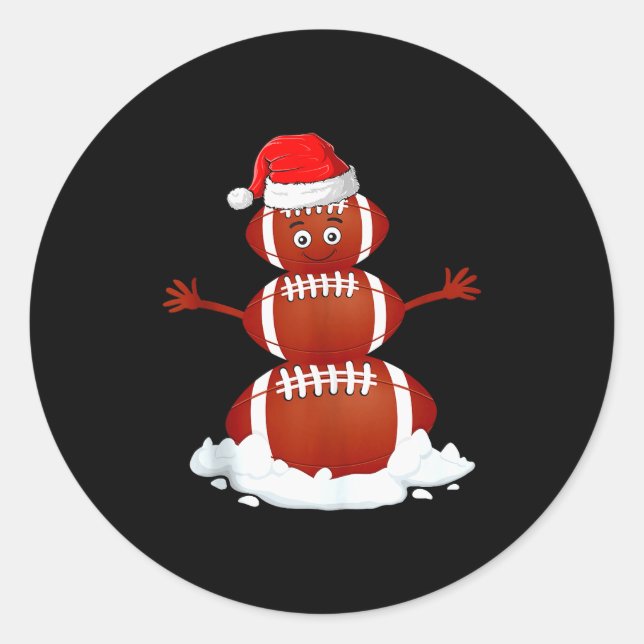 Sticker Rond Football Snowman Xmas Holiday Srts Player Funny Ch (Devant)