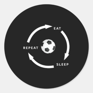 Sticker Rond Football Soccer Manger Dormir Répéter Citation de 