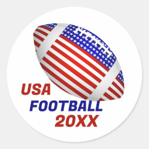 Sticker Rond Football Sportif Patriotique USA