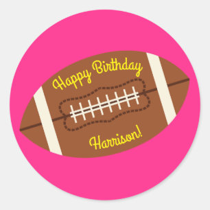 Sticker Rond Football Sports Anniversaire fête rose