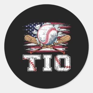 Sticker Rond Football T-ball Tio Drapeau Américain Fier Bal Tio