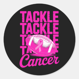 Sticker Rond Football Tackler Pink Ribbon Lauréats du cancer du