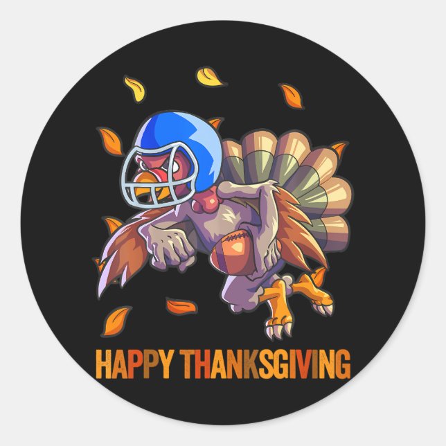 Sticker Rond Football Turquie Thanksgiving Hommes garçons Turqu (Devant)