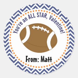 Sticker Rond Football Valentines École Nom personnalisé