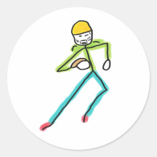Sticker Rond Footballeur américain Stickman