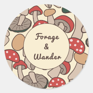 Sticker Rond Forage & Wander Retro Pattern Enchanted Woodland