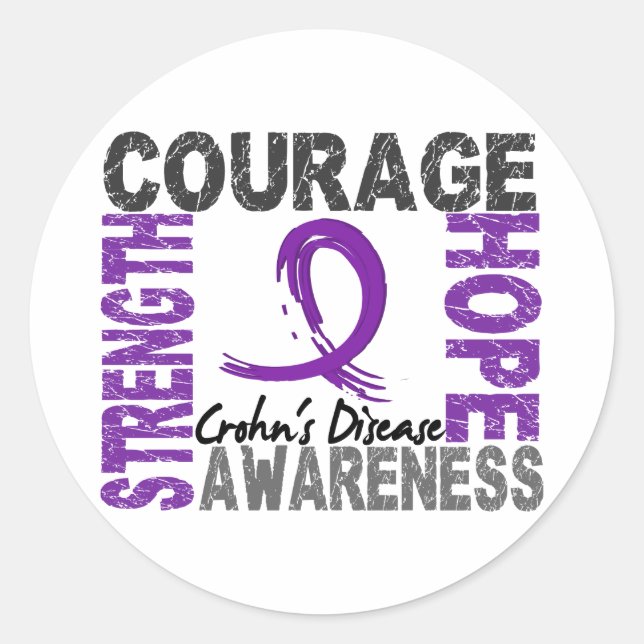 Sticker Rond Force Courage Espoir La maladie de Crohn (Devant)