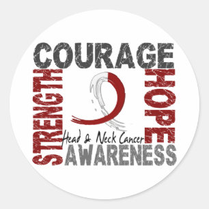 Sticker Rond Force Courage Espoir Tête Cou Cancer