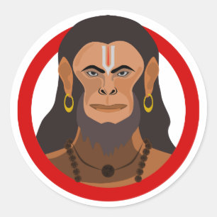 Sticker Rond Force et dévotion : La bénédiction de Hanuman